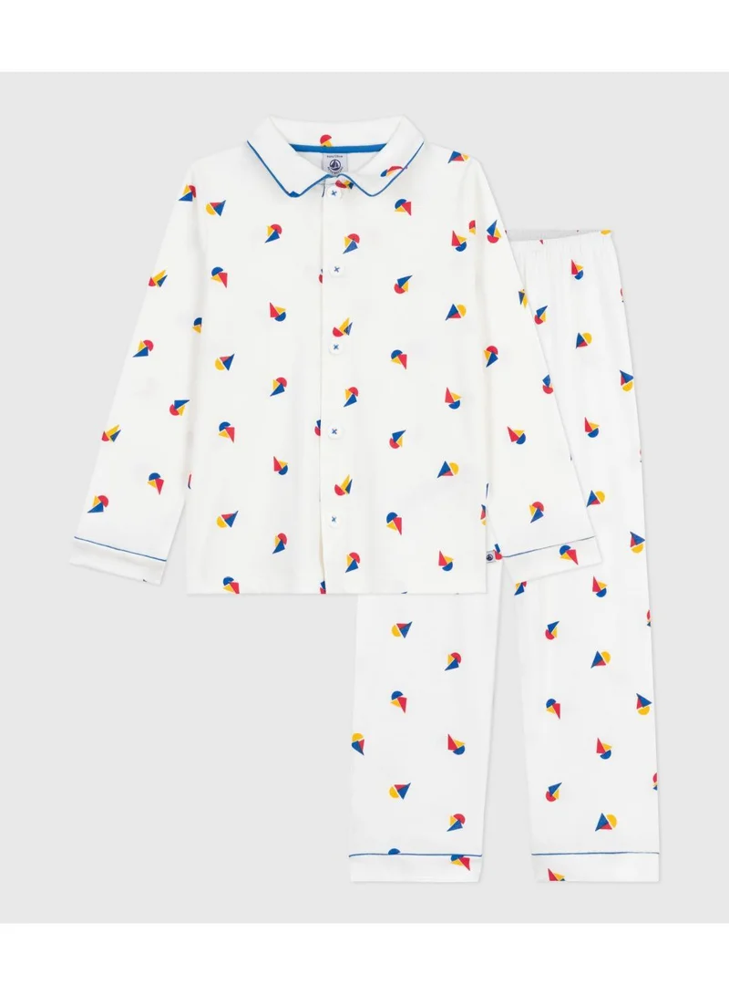 Petit Bateau Children's buttoned printed cotton pyjamas