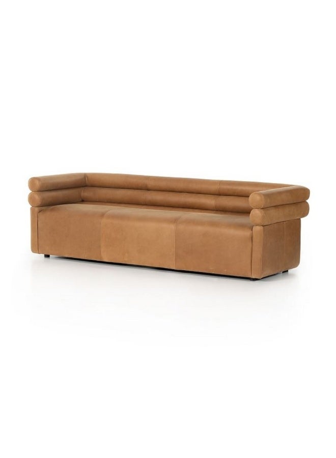 Homzmart Swedish Wood and Velvet 3 Seaters Sofa - Brown - Image 1