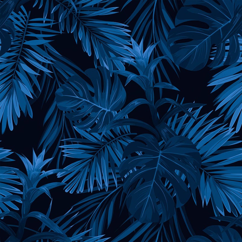 ReWallpaper 175in23ft Tropical Wallpaper Prepasted Dark Blue Palm Leaf Wallpaper for Bathroom Removable Monstera Leaves Vinyl Contact Paper Waterproof Navy Blue Wall Paper for Living Room Cabinets - Image 2