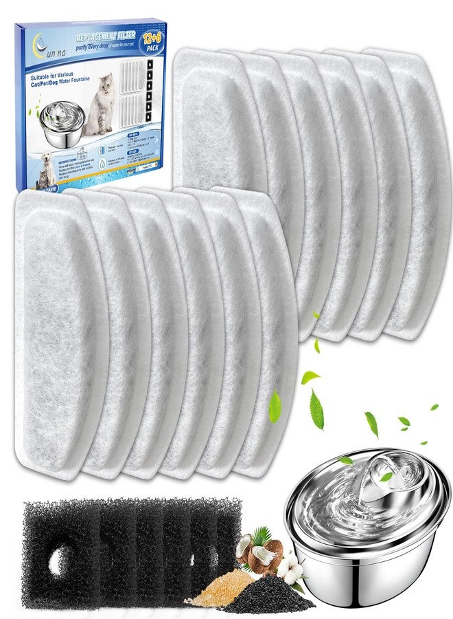 Cunina 12+6 Pack Cat Fountain Filters Replacement For D30 67oz/2l Pet Fountain Filters Replacement 12 Pcs Filter and 6 Pcs Replacement Pre-Filter Sponges Compatible with ORSDA Pet Water Fountains - Image 1