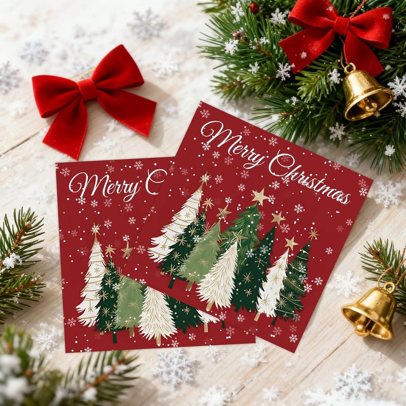 KFJBPB 50 Pcs Christmas Napkins 13 x 13 Inches, Christmas Tree Paper Napkins Disposable Luncheon Party Napkin Cocktail Napkins for Winter Holiday Party Decorations (Tree) - Image 5