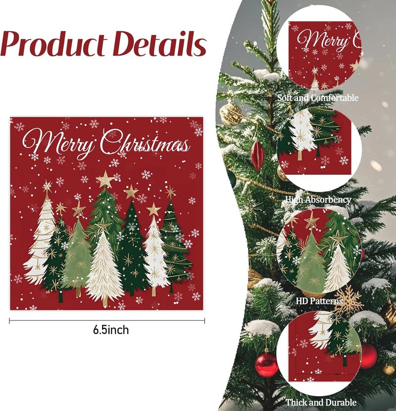 KFJBPB 50 Pcs Christmas Napkins 13 x 13 Inches, Christmas Tree Paper Napkins Disposable Luncheon Party Napkin Cocktail Napkins for Winter Holiday Party Decorations (Tree) - Image 3