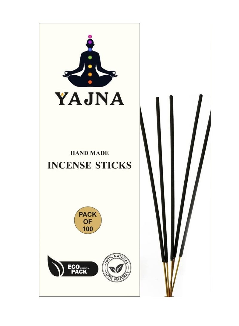 Yajna-Frankincense-and-Myrrh 100%-Natural-Handmade-Hand-Dipped-Incense-Sticks Organic-Chemicals-Free for-Purification-Relaxation-Positivity-Yoga-Meditation The-Best-Woods-Scent (100 Sticks (150GM)) Frankincense & Myrrh - Image 1