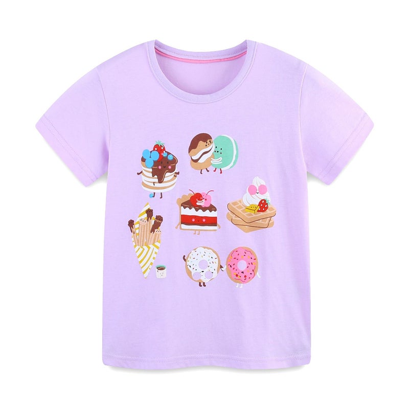 Girls' Cartoon Printed Short-Sleeved T-Shirt – 100% Cotton Summer Top for Ages 3-8 - Image 5