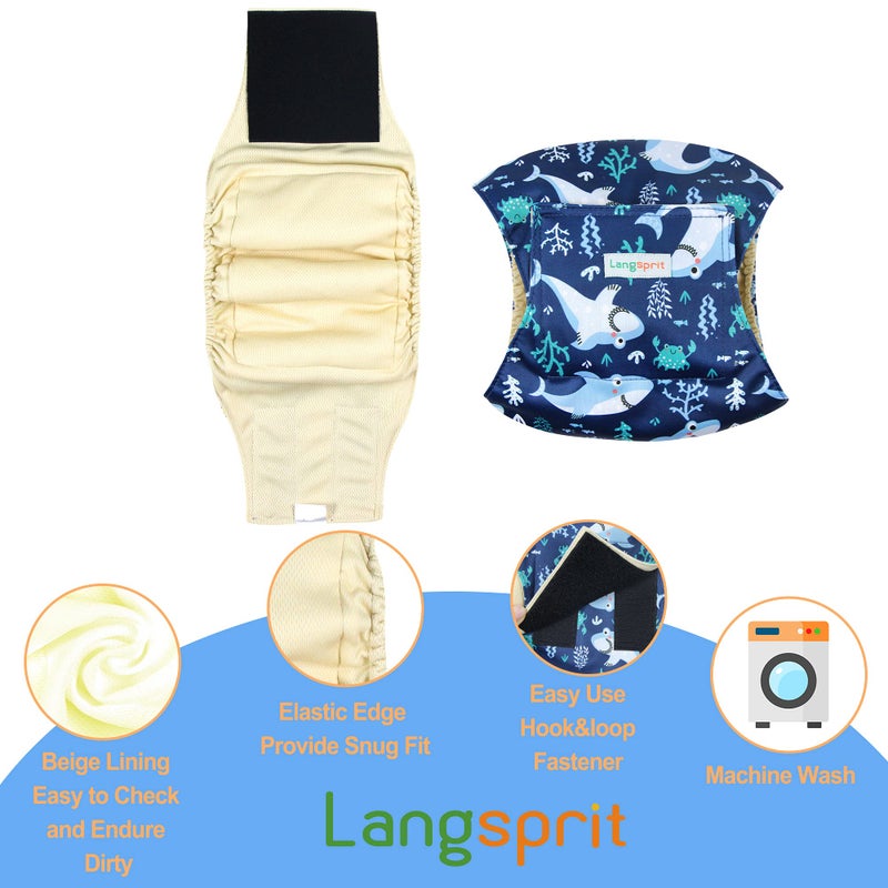 Langsprit Male Belly Bands for Dogs (Pack of 3) - Dog Diapers Male - High Absorbing Dog Wraps Washable - Reusable Small Doggy Doggie Puppy Dog Diapers (Medium,Waist:14-16.5 inches) - Image 4