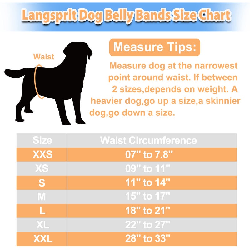 Langsprit Male Belly Bands for Dogs (Pack of 3) - Dog Diapers Male - High Absorbing Dog Wraps Washable - Reusable Small Doggy Doggie Puppy Dog Diapers (Medium,Waist:14-16.5 inches) - Image 2