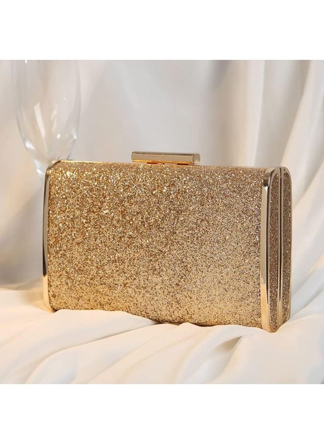 Generic - Women Evening Bag Golden Party Purse | Clutch Party Purse With Chain | Golden - Image 1