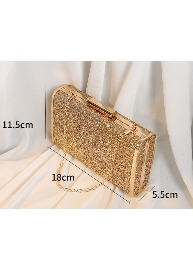 Generic - Women Evening Bag Golden Party Purse | Clutch Party Purse With Chain | Golden - Image 1