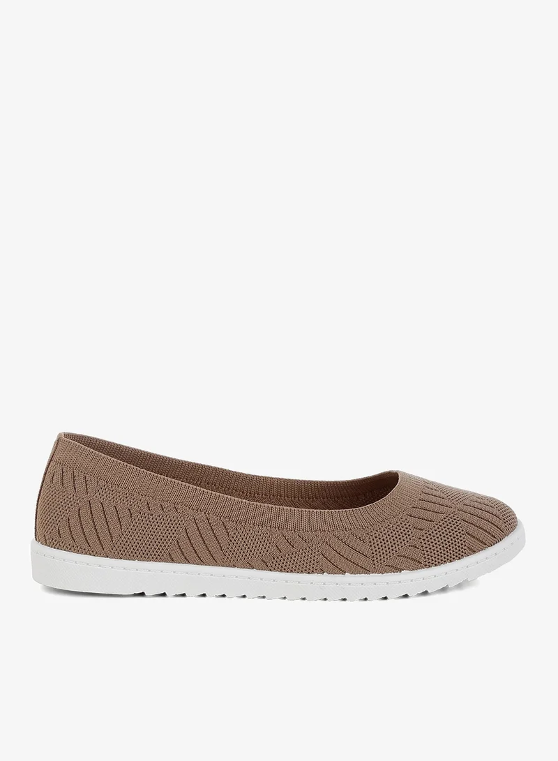 Knitted Flat Ballet Flats in Taupe