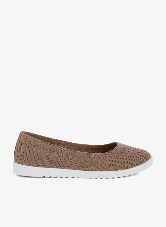 Knitted Flat Ballet Flats in Taupe