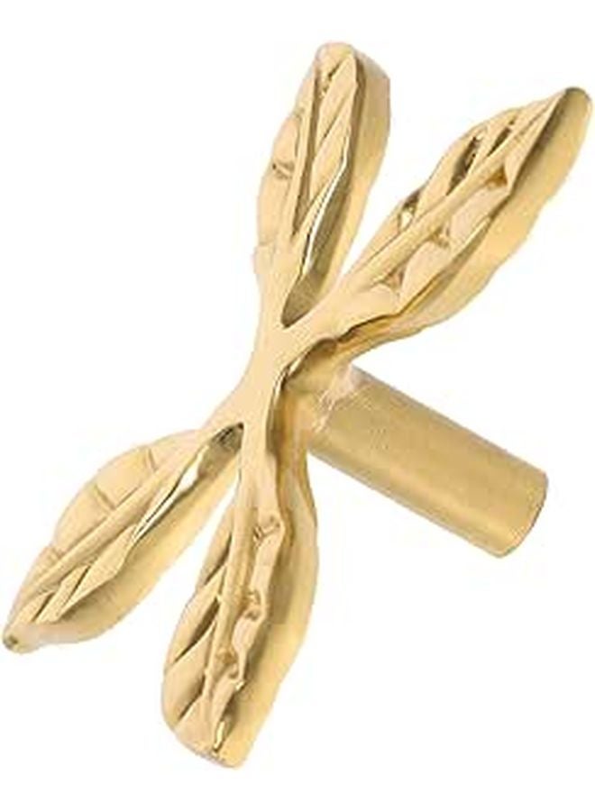 Vintage Brass Leaf Shaped Cabinet Handle Drawer Pull Knob For Kitchen Wardrobe Furniture - Image 1