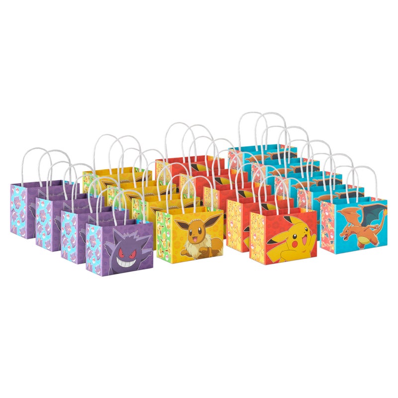 Hallmark PokÃ©mon 4" Mini Gift Bags (18 Bags: Pikachu, Charizard, Gengar, Eevee) for Birthday Party Favors, Gift Cards, Classroom Treats - Image 1