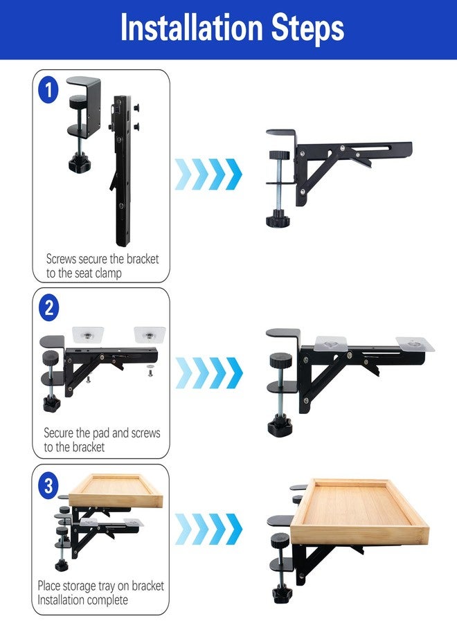 SnowTing Foldable Bedside Shelf, Metal Clip-On Mount and Bamboo Tray for Top Bunk, Side Bed Organizer Simple Nightstand for Home College Dorm Bunk Bed Table Shelf - Image 3
