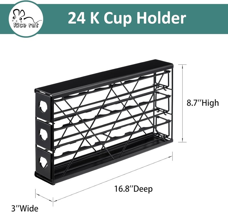 Rice rat k cup Holders for 3 Tier Coffee Pod Holder,Black Metal Space(24 pods) - Image 2