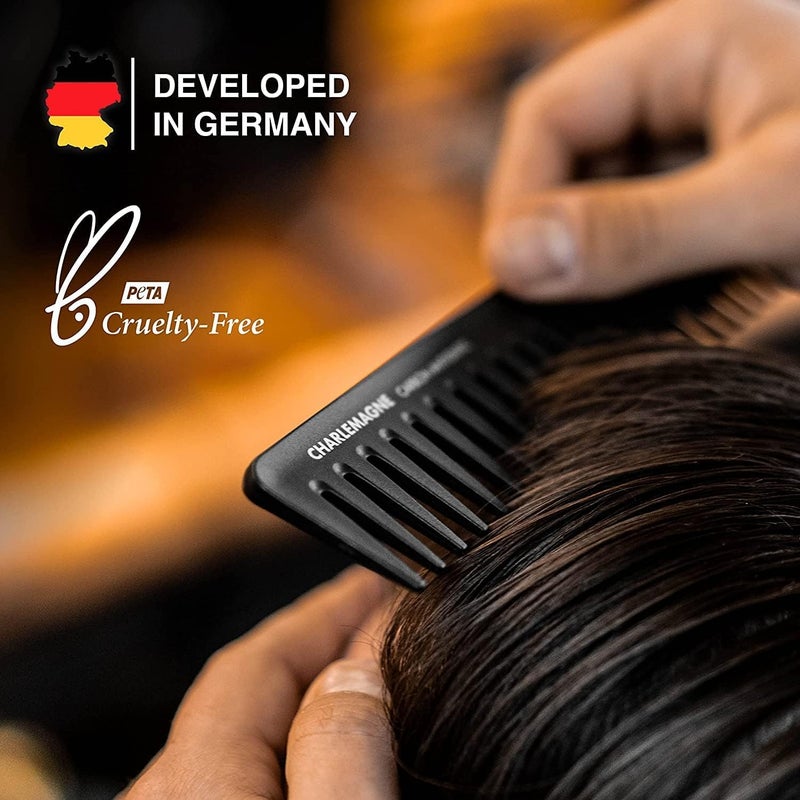 Charlemagne Wide Tooth Comb Men - 19 cm - Detangle Knots With Detangler Comb - Add Volume & Texture - Style Slick Back Hair with Styling Tool - Image 4