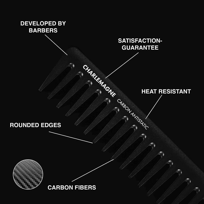 Charlemagne Wide Tooth Comb Men - 19 cm - Detangle Knots With Detangler Comb - Add Volume & Texture - Style Slick Back Hair with Styling Tool - Image 2