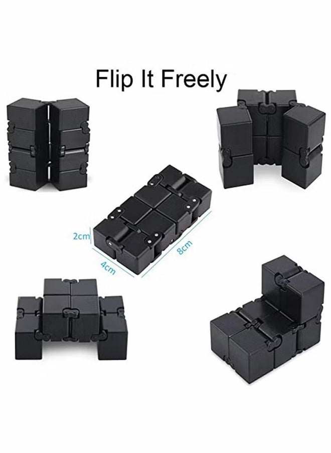 HY - Cube Toy suitable for Adults & Kids, New Version Fidget Finger Toy Stress and Anxiety relief, Killing Time Fidget Toys Infinite Cube suitable for Office Staff (Black) - Image 1