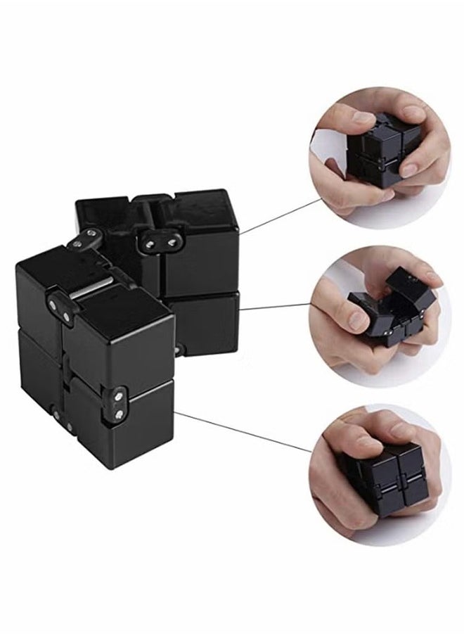 HY - Cube Toy suitable for Adults & Kids, New Version Fidget Finger Toy Stress and Anxiety relief, Killing Time Fidget Toys Infinite Cube suitable for Office Staff (Black) - Image 1