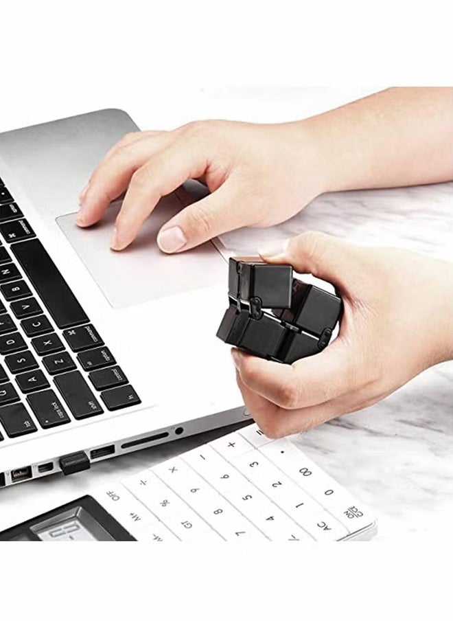 HY - Cube Toy suitable for Adults & Kids, New Version Fidget Finger Toy Stress and Anxiety relief, Killing Time Fidget Toys Infinite Cube suitable for Office Staff (Black) - Image 1