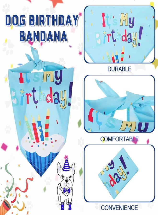 Agirlvct Dog Birthday Party Supplies, Boy Dog Puppy Theme Birthday Decorations,Dog Birthday Hat/Bow Tie/Bandana/Banner for Small Medium Large Dog(Blue) - Image 3