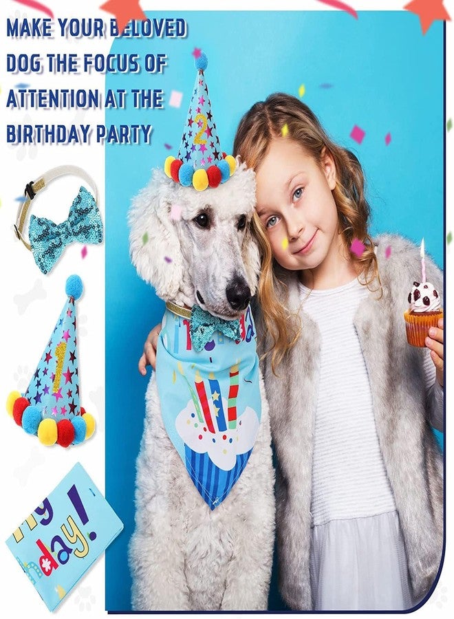 Agirlvct Dog Birthday Party Supplies, Boy Dog Puppy Theme Birthday Decorations,Dog Birthday Hat/Bow Tie/Bandana/Banner for Small Medium Large Dog(Blue) - Image 5