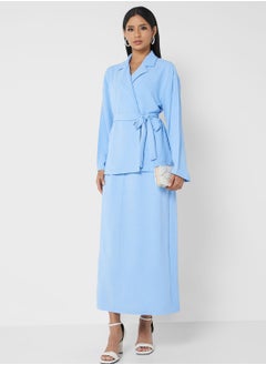 2 Piece Belted Top And Skirt Set