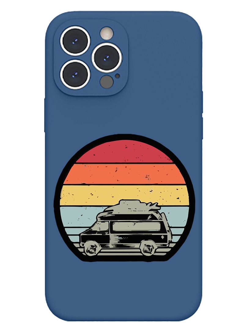 Theodor Protective Slim Fit Case Liquid Silicone Cover with Full Body Protection Anti-Scratch Shockproof Case For iPhone 12 Pro Max Blue  - Car-01 - Image 1