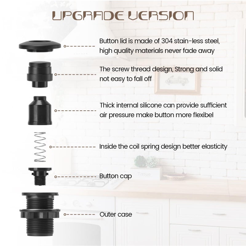 Etoolcity Garbage Disposal Air Switch Kit Sink Top Waste Disposal Long Stainless Steel Black On/Off Air Button Food and Waste Disposals Part by Etoolcity, UL Listed - Image 2