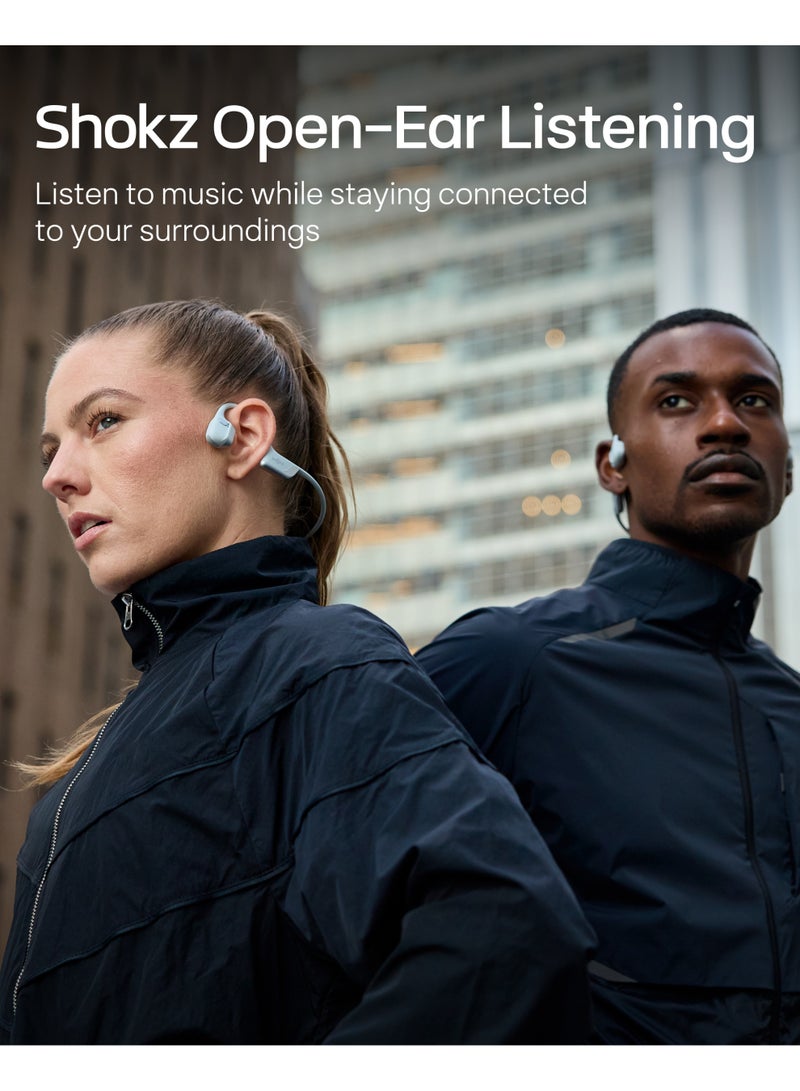 SHOKZ OpenRun Pro 2 Bone Conduction Sports Headphones, Open-Ear Wireless Earphones with Bluetooth 5.3, Noise Cancelling Mics, IP55 Waterproof, 12h Playtime for Running, USB-C Qiuck Charge, Silver Silver - Image 5