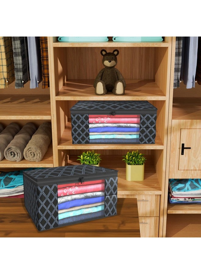 Kuber Industries (Pack of 6) Saree Covers | Foldable Storage Bag for Almirah & Wardrobe | Non-Woven Saree Bags (9 Inch) Clothes Bag for Women (Check Print) Sari Cover Bags | Black - Image 2