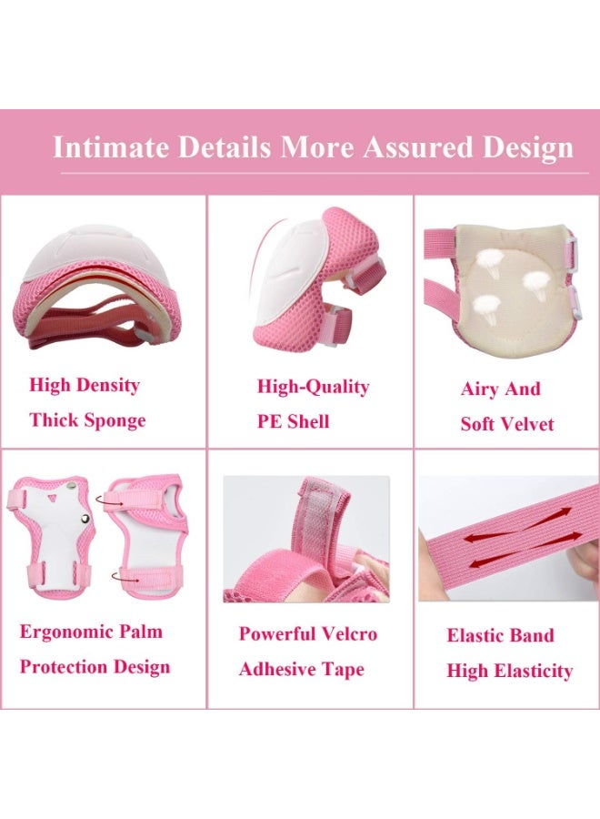 أوزيغالور مجموعة معدات الحماية للأطفال من سن 3 إلى 8 سنوات، خوذة قابلة للتعديل ووسادات للركبة والكوع والمعصم، أمان متعدد الرياضات لركوب الدراجات والتزلج والسكوتر (وردي) - Image 2