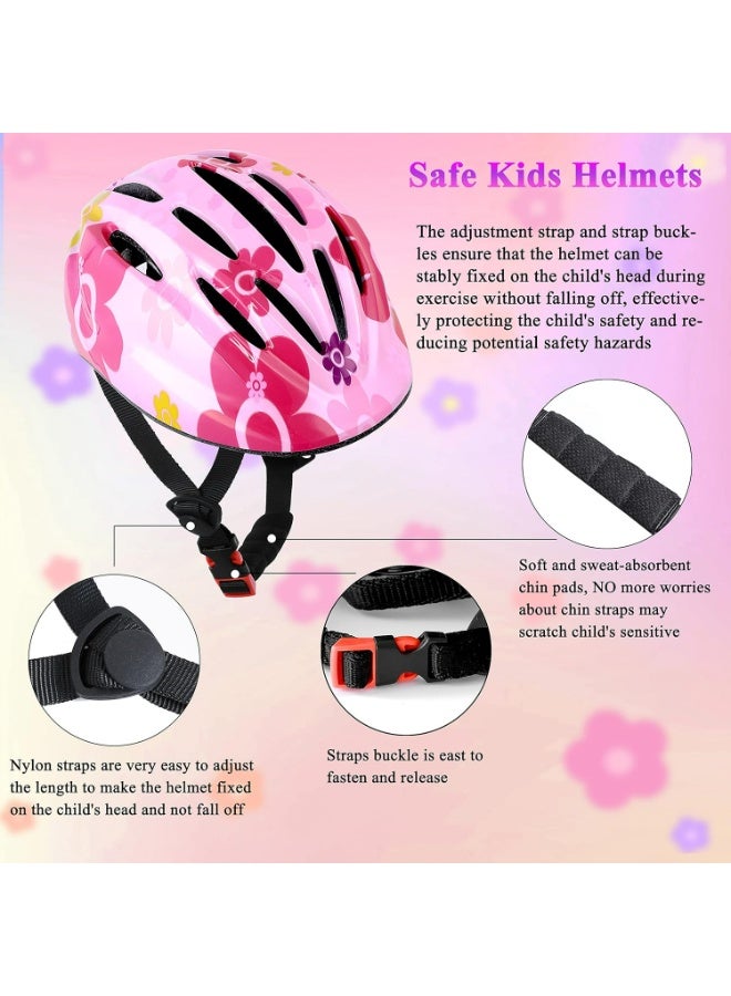 أوزيغالور مجموعة معدات الحماية للأطفال من سن 3 إلى 8 سنوات، خوذة قابلة للتعديل ووسادات للركبة والكوع والمعصم، أمان متعدد الرياضات لركوب الدراجات والتزلج والسكوتر (وردي) - Image 4