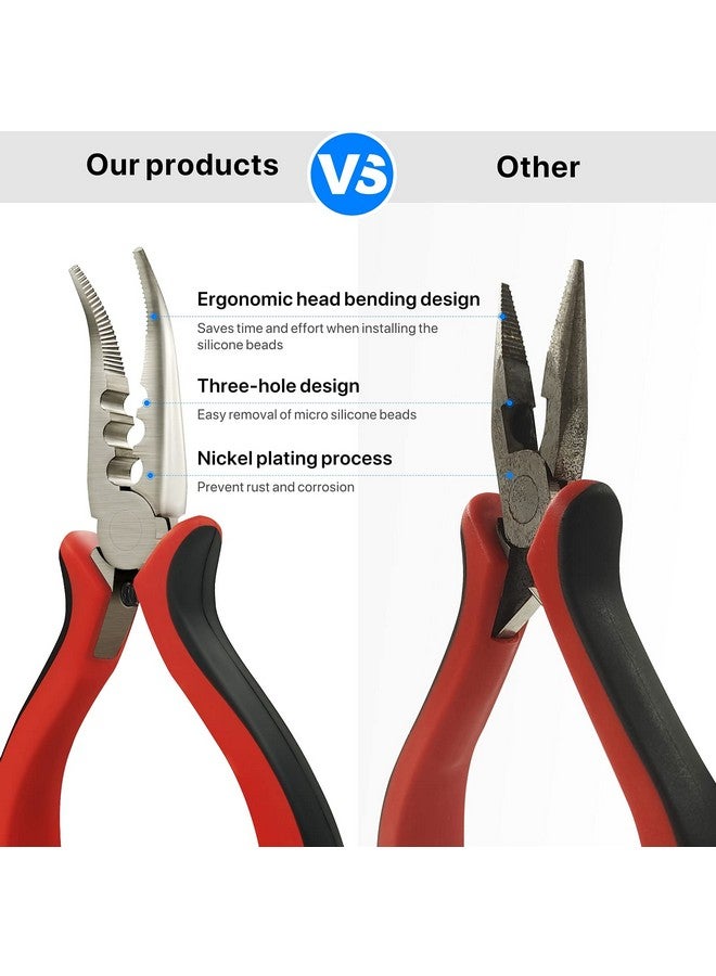 konovo Microlinks Hair Extensions Kit Professional Tools With Hair Extension Pliers Bead Threader Micro Links Silicone Rings Bead 400Pcs - Image 3
