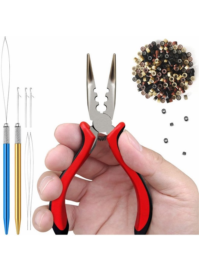 konovo Microlinks Hair Extensions Kit Professional Tools With Hair Extension Pliers Bead Threader Micro Links Silicone Rings Bead 400Pcs - Image 2