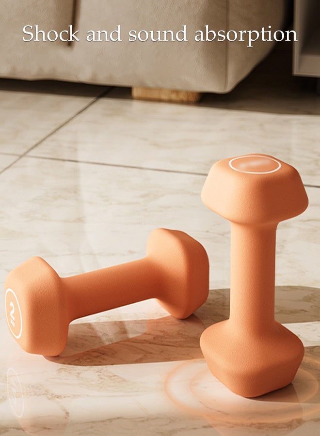 DUNISO A Pair of Mini Dumbbells，Ladies' Fitness Dumbbells，Portable and Practical，Sturdy and Durable，Used for Exercise, Muscle Building, Arm Slimming，1KG Each,Orange - Image 5