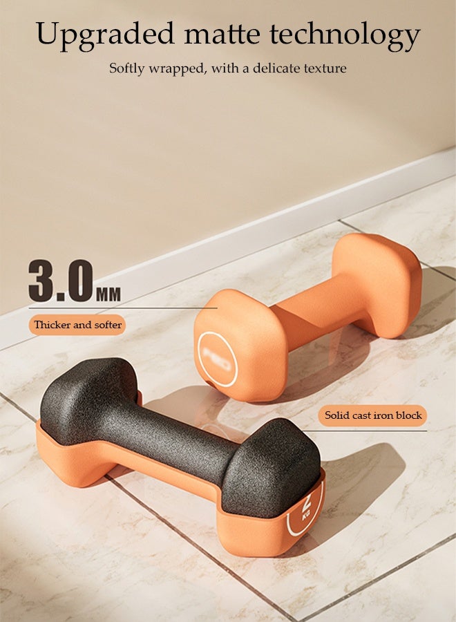 DUNISO A Pair of Mini Dumbbells，Ladies' Fitness Dumbbells，Portable and Practical，Sturdy and Durable，Used for Exercise, Muscle Building, Arm Slimming，1KG Each,Orange - Image 2