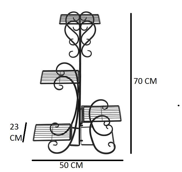Bee Creative 4 Tier Wrought Iron Plant Stand Flower Stand Shelf Stainless Steel Flower Pot Flower Display Stand For Balcony Terrace Indoor Outdoor Classical European Style Sturdy and Durable (Black) - Image 2