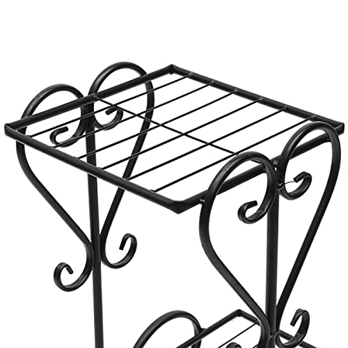 Bee Creative 4 Tier Wrought Iron Plant Stand Flower Stand Shelf Stainless Steel Flower Pot Flower Display Stand For Balcony Terrace Indoor Outdoor Classical European Style Sturdy and Durable (Black) - Image 5