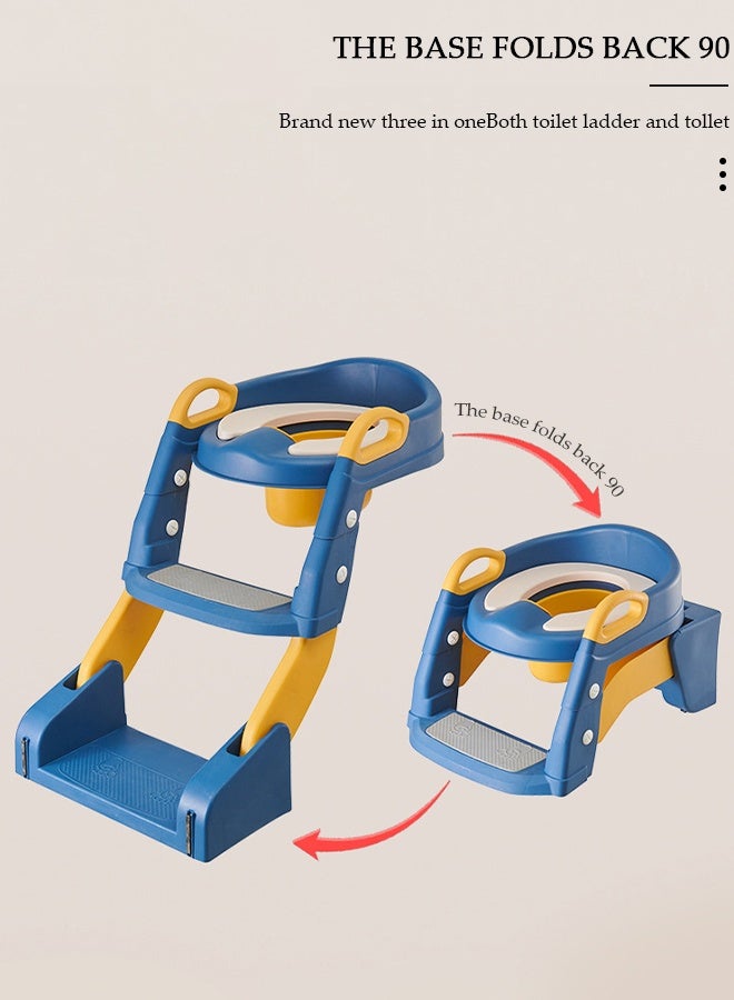 DUNISO مقعد مرحاض للتدريب على استخدام المرحاض للأطفال مع سلم مقعد، مقعد نونية آمن ومريح للأطفال مع وسادات مضادة للانزلاق، سلم قابل للطي للأولاد والبنات - Image 3