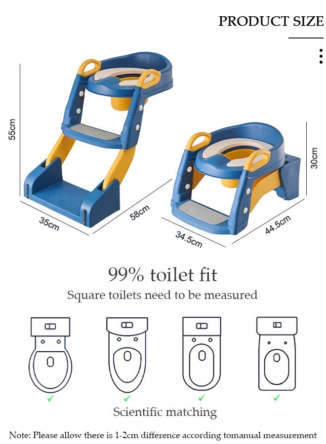 DUNISO مقعد مرحاض للتدريب على استخدام المرحاض للأطفال مع سلم مقعد، مقعد نونية آمن ومريح للأطفال مع وسادات مضادة للانزلاق، سلم قابل للطي للأولاد والبنات - Image 2