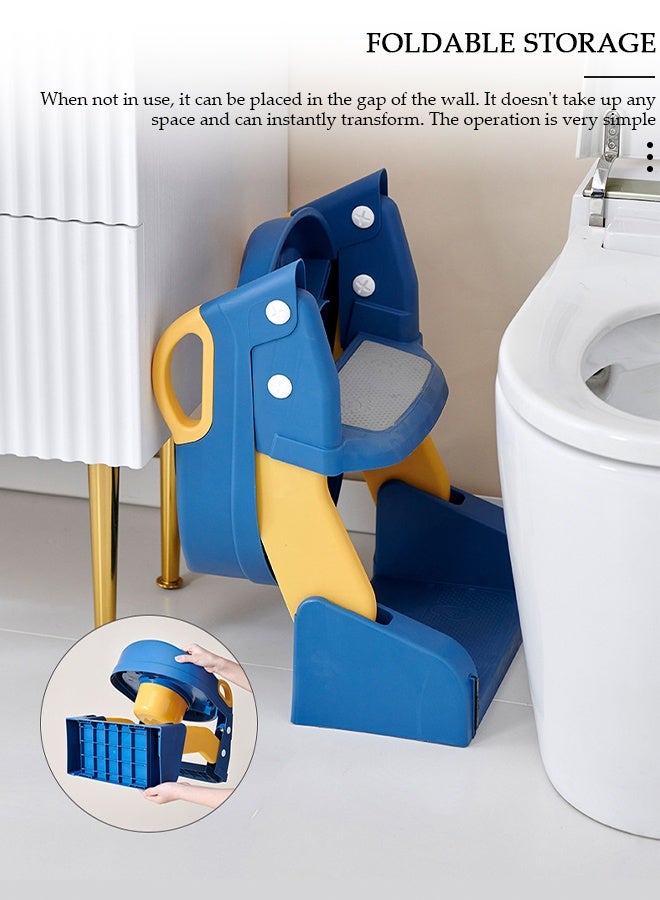 DUNISO مقعد مرحاض للتدريب على استخدام المرحاض للأطفال مع سلم مقعد، مقعد نونية آمن ومريح للأطفال مع وسادات مضادة للانزلاق، سلم قابل للطي للأولاد والبنات - Image 4