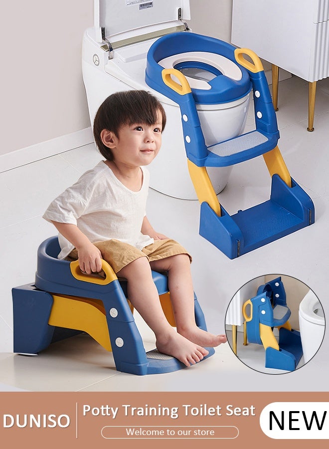 DUNISO مقعد مرحاض للتدريب على استخدام المرحاض للأطفال مع سلم مقعد، مقعد نونية آمن ومريح للأطفال مع وسادات مضادة للانزلاق، سلم قابل للطي للأولاد والبنات - Image 1