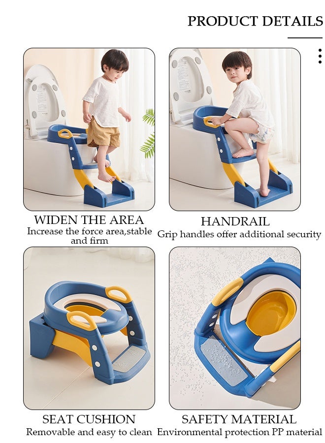 DUNISO مقعد مرحاض للتدريب على استخدام المرحاض للأطفال مع سلم مقعد، مقعد نونية آمن ومريح للأطفال مع وسادات مضادة للانزلاق، سلم قابل للطي للأولاد والبنات - Image 5