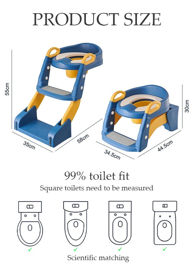 DUNISO Kids Potty Training Toilet Seat with Step Stool Ladder,Toddlers-Comfortable Safe Potty Seat with Anti-Slip Pads Folding Ladder for Boys and Girls  - Image 4