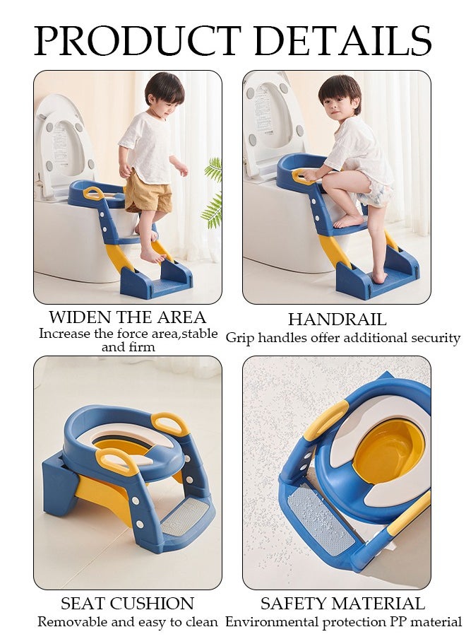 DUNISO Kids Potty Training Toilet Seat with Step Stool Ladder,Toddlers-Comfortable Safe Potty Seat with Anti-Slip Pads Folding Ladder for Boys and Girls  - Image 2