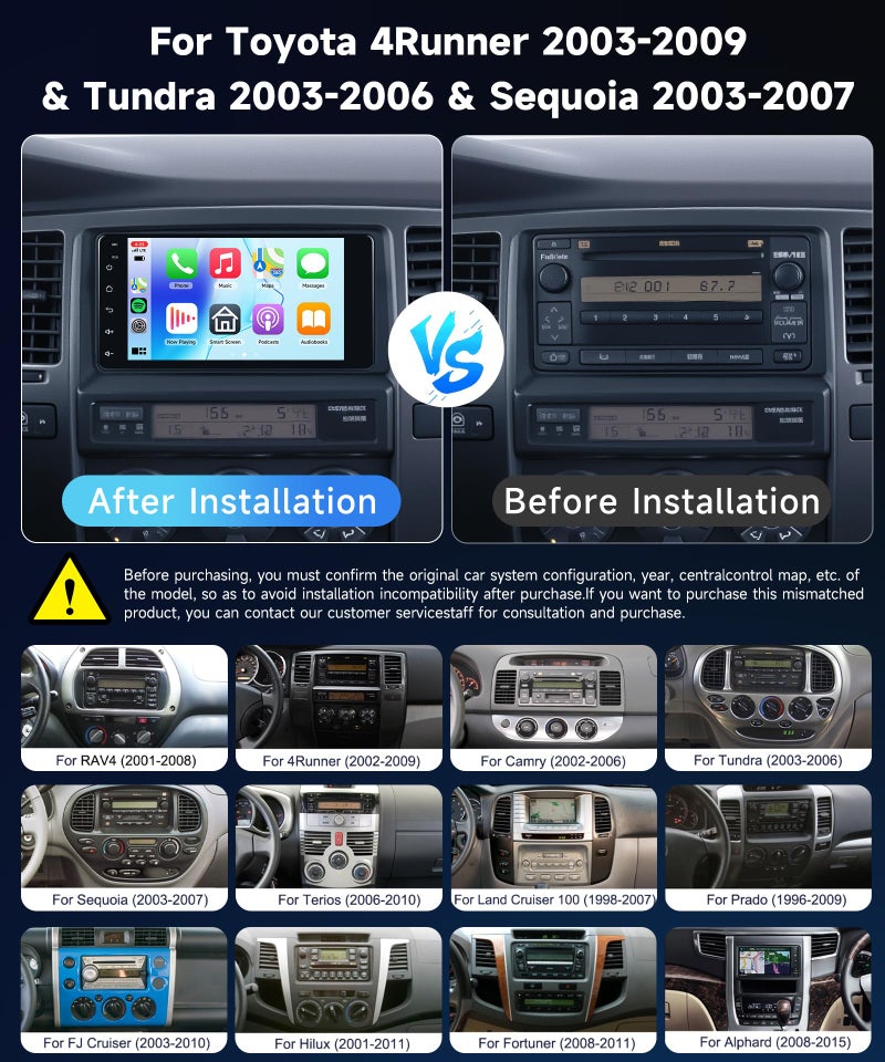 METEESER 2+64G Car Stereo Radio for Toyota 4Runner 2003-2009,for Tundra 2003-2006, for Sequoia 2003-2007 Wireless Carplay/Android Auto,Android 7â€œ IPS DSP GPS WiFi BT FM Mirror Link Backup Camera - Image 2