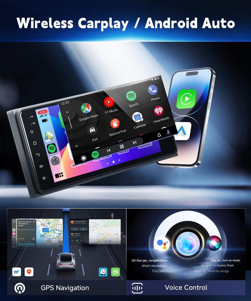 METEESER 2+64G Car Stereo Radio for Toyota 4Runner 2003-2009,for Tundra 2003-2006, for Sequoia 2003-2007 Wireless Carplay/Android Auto,Android 7â€œ IPS DSP GPS WiFi BT FM Mirror Link Backup Camera - Image 3