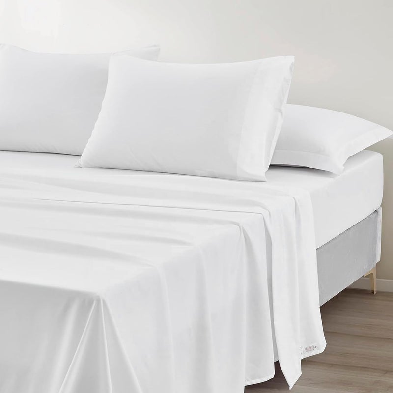 Hotel Collection Bedsheet Set, White, Polycotton, 3 Pieces (White, Double 220x240, Flat bedsheet set)