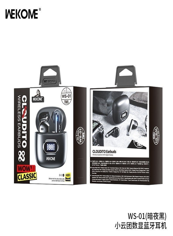 ويكومي WS-01 Wireless Bluetooth Earbuds – Touch Control In-Ear Headphones with LED Charging Case, Noise Reduction, Built-in Mic & Long Battery Life – Black - Image 4