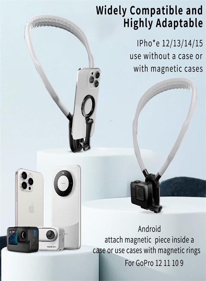 KASTWAVE Magnetic Neck Phone Mount, Phone Neck Holder for Bed, Hand Free Flexible Phone Stand, Neck Phone Holder POV/Vlog, Cell Phone Neck Holder for iPhone 15 14 13 12 Series - Image 4
